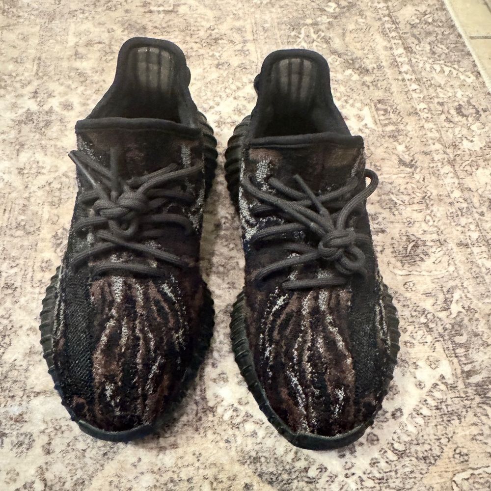 Yeezy Adidas Black and Brown Sneakers with Knit Upper